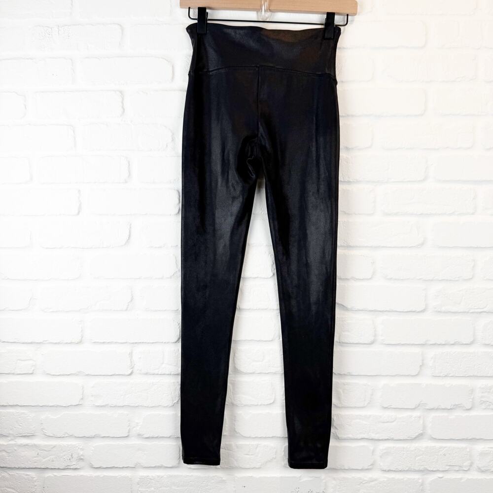 Spanx Faux Leather Leggings 25" Black Medium Petite